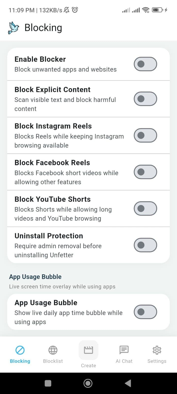 Unfetter blocking a distracting app